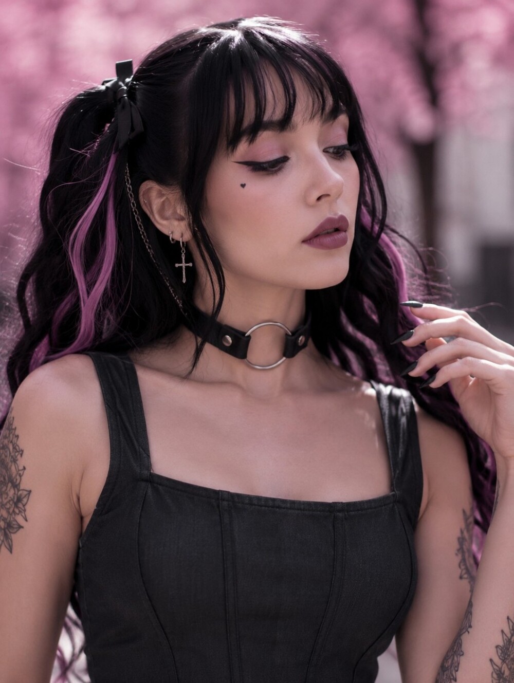 NEW Black Faux Leather O-Ring Choker Necklace